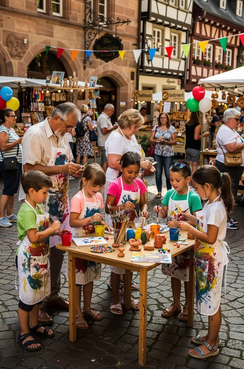 Kinderfreundliche Picknickpause im Grünen während einer Tagesetappe einer familienorientierten Deutschlandreise.