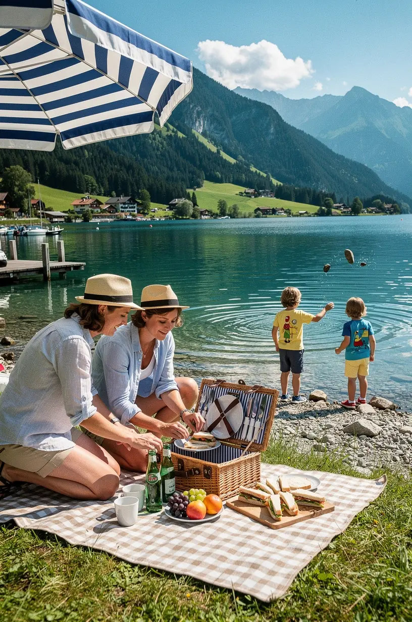 Kinder spielen fröhlich auf einem sicheren Spielplatz während einer familienfreundlichen Deutschlandreise.